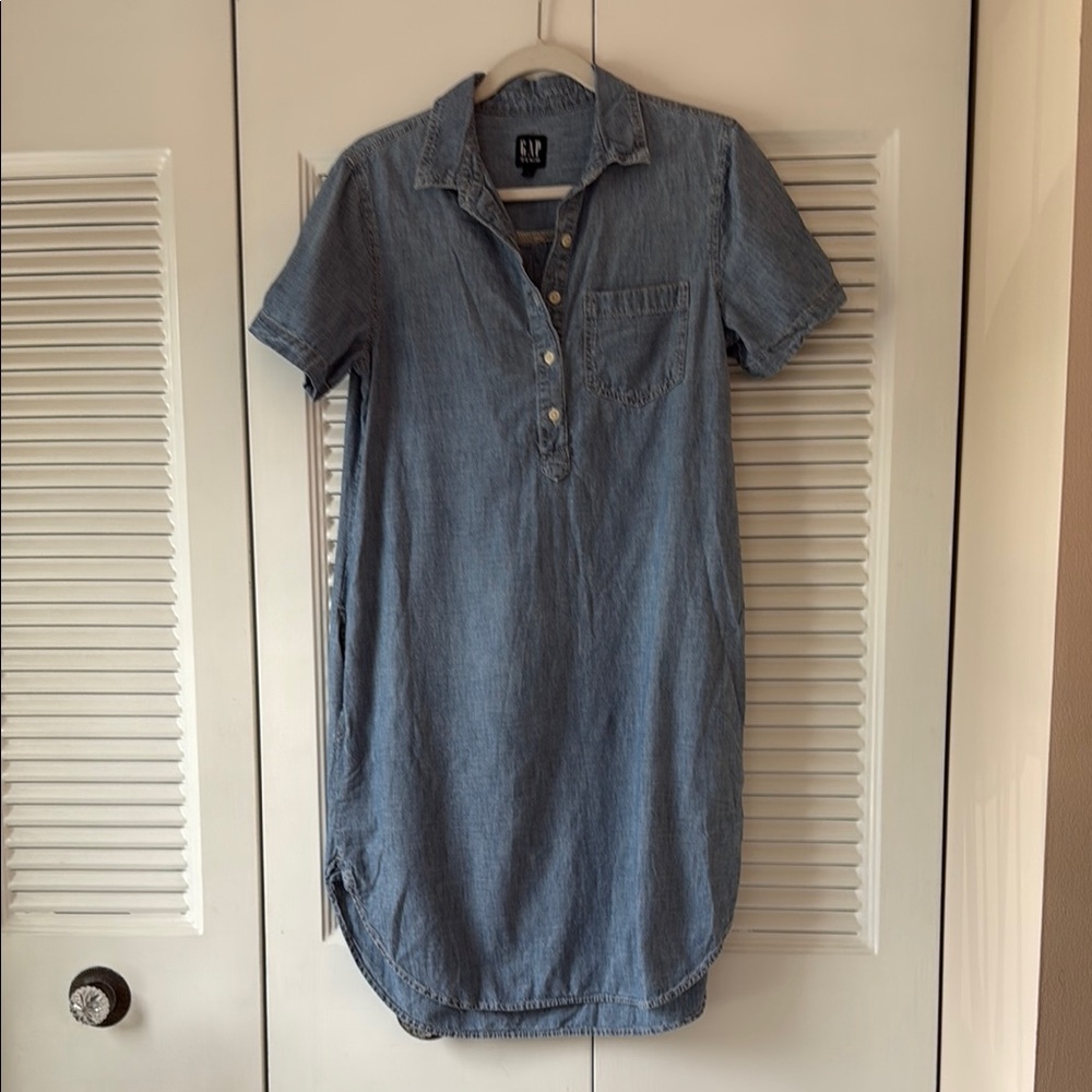 GAP Blue Denim Midi Dress
